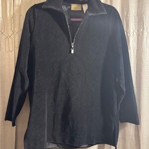 Liz & Co. Women’s quarter zip Velour Black & Purple Pullover Sweater